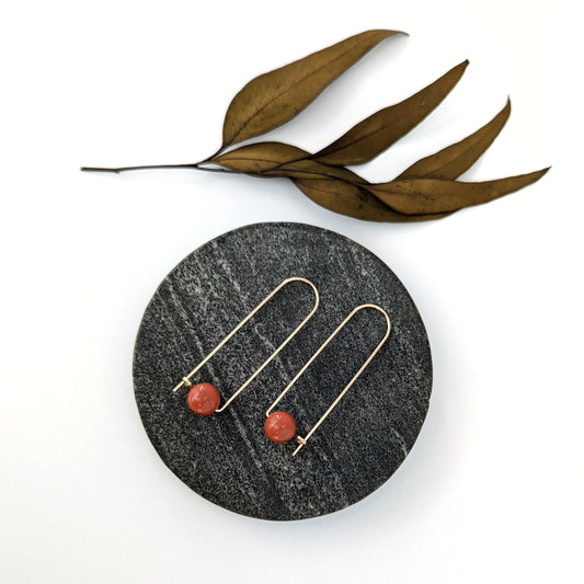 Long Arc Hoops : Red Jasper